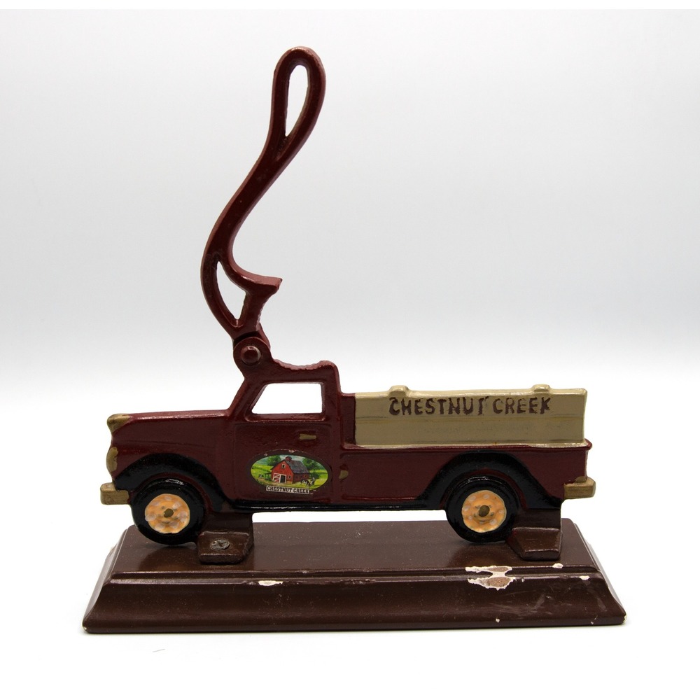 Chestnut Creek Cast Iron Nutcracker Vintage Red Pickup Truck Houston Harvest - Picture 2 of 8